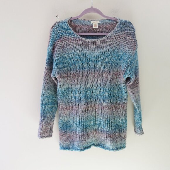 Sundance Mohair Sweater Knitted Tunic Boat Neck Striped Multicolor (M-Petite) - Picture 1 of 6